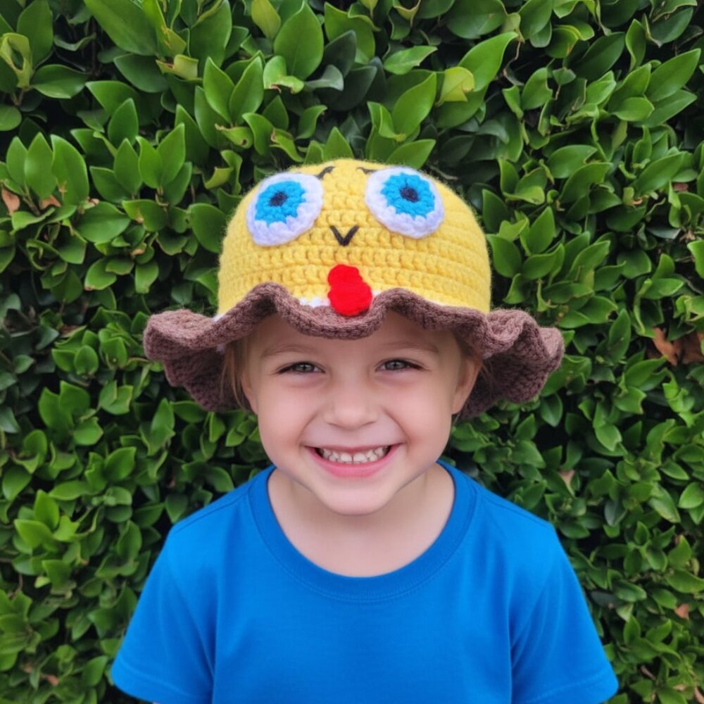 Unique Hand-Crocheted Kids' Bucket Hats SpongeBob New